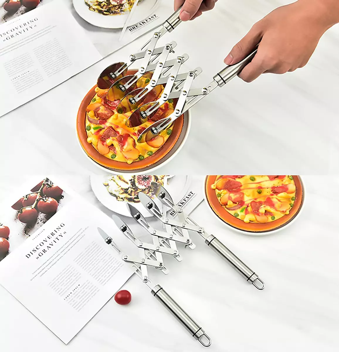 5 Wheel Pastry Cutter Stainless Pizza Slicer Multi-Round Dough