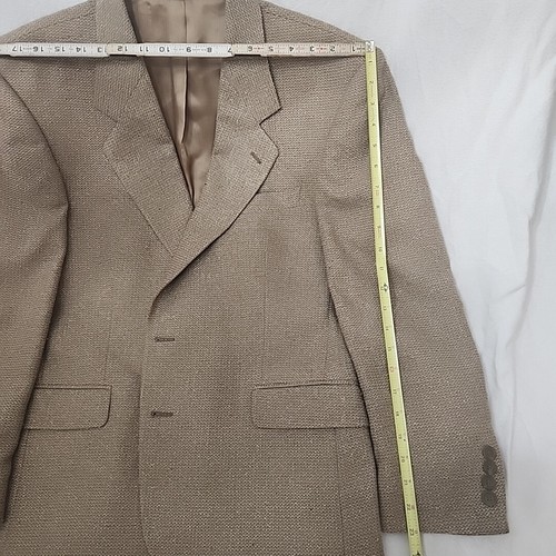 Vintage Gio Brassero Men's Jacket Blazer Sz 40 Tan Silk Polyester Wool Czech Rep - Picture 7 of 7