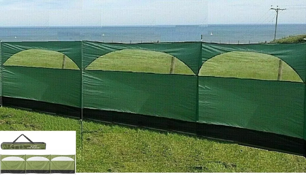 Windbreaker Blocker Camping Caravaning 150x500cm Garden Beach Green Wind Break