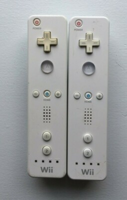 x2 Authentic Nintendo Wii Remote White Controllers Official Tested RVL-003 Works