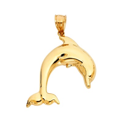 14k Gelbgold Delfin Anhänger
