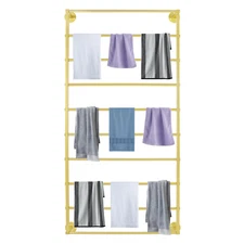 10-Bar Wall Mounted Scarf Rack Bathroom Towels Storage Rack Wall Display Rack