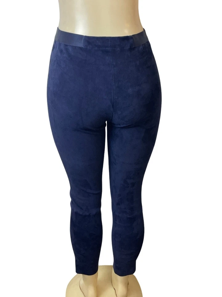 Leggings Alice + Olivia Mujer Azul Marino Gamuza Con Cremallera Frontal Talla 6- NUEVOS Foto 3 de 4