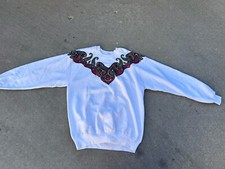 Vintage Jerzees Sweatshirt Crewneck XL White Long Sleeve Made In USA Blank