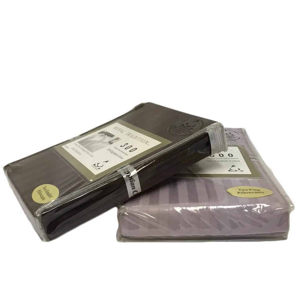 Fundas de almohada súper suaves 100 % algodón de lujo 300 hilos a rayas 2 piezas  Foto 2 de 2