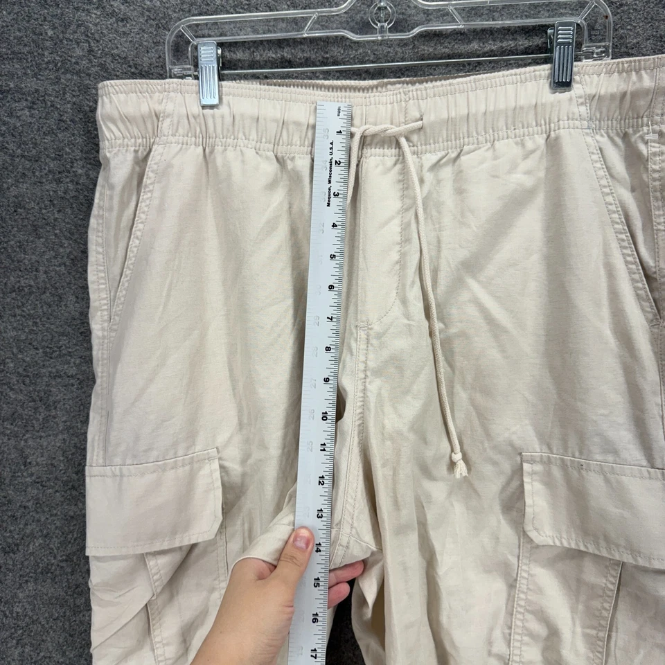 Pantalones cargo Lucky Brand para mujer L grandes beige tiro alto cordón algodón recto Foto 4 de 4