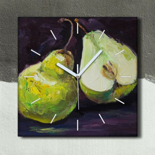 Wohnzimmer-Bild Leinwand Uhr Geräuschlos 30x30 Früchte Birne malen - Bild 1 von 9