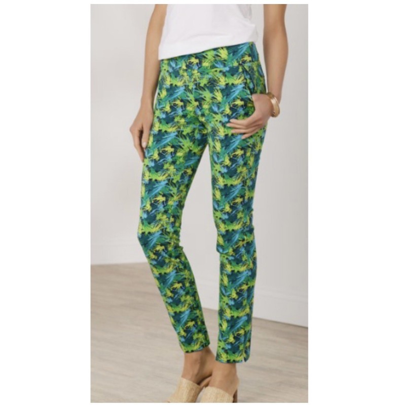 Soft Surroundings Pull-on Palmas Skinny Ankle Pants Small Green Superla Stretch