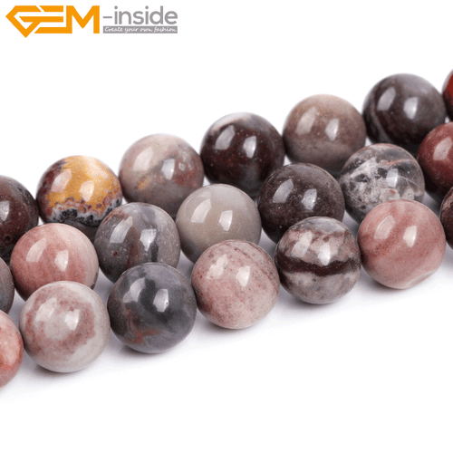 Round Natural Dark Red Fancy Fantasy Jasper Beads for Jewelry Making Strand 15" - Picture 6 of 25