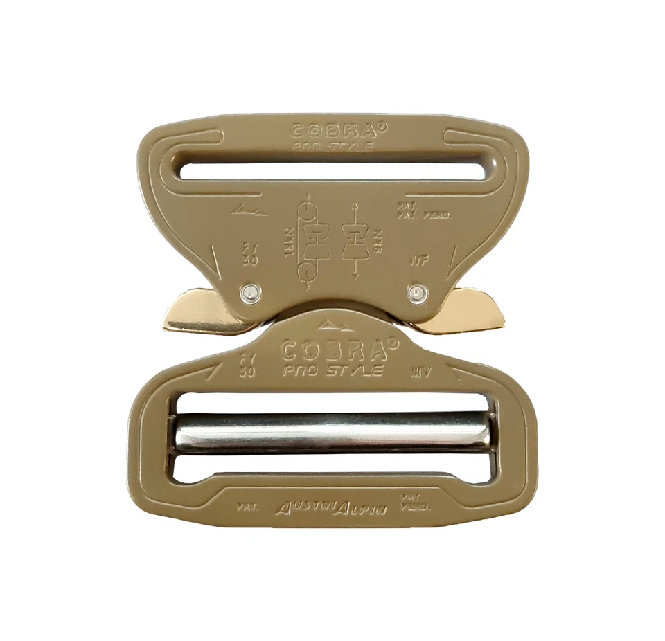 AustriAlpin 50 mm 2" Coyote Brown Cobra Buckle - FY50CVF-XL Stecker verstellbar + xl Clips