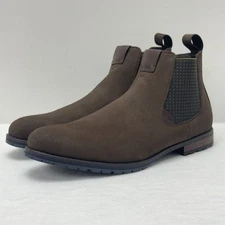 Stacy Adams Oakhurst Chelsea Boots Brown Fabric Side Zipper Mens Size 13M