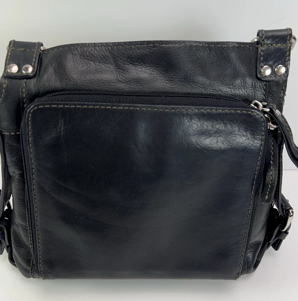 Bolso Bandolera de Cuero FOSSIL Ajustable Cartera de Hombro Organizador Cartera Negro Foto 4 de 4