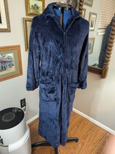 Warm Cozy Zippered Blue Plush Robe So Comfortable Size Xs/Sm