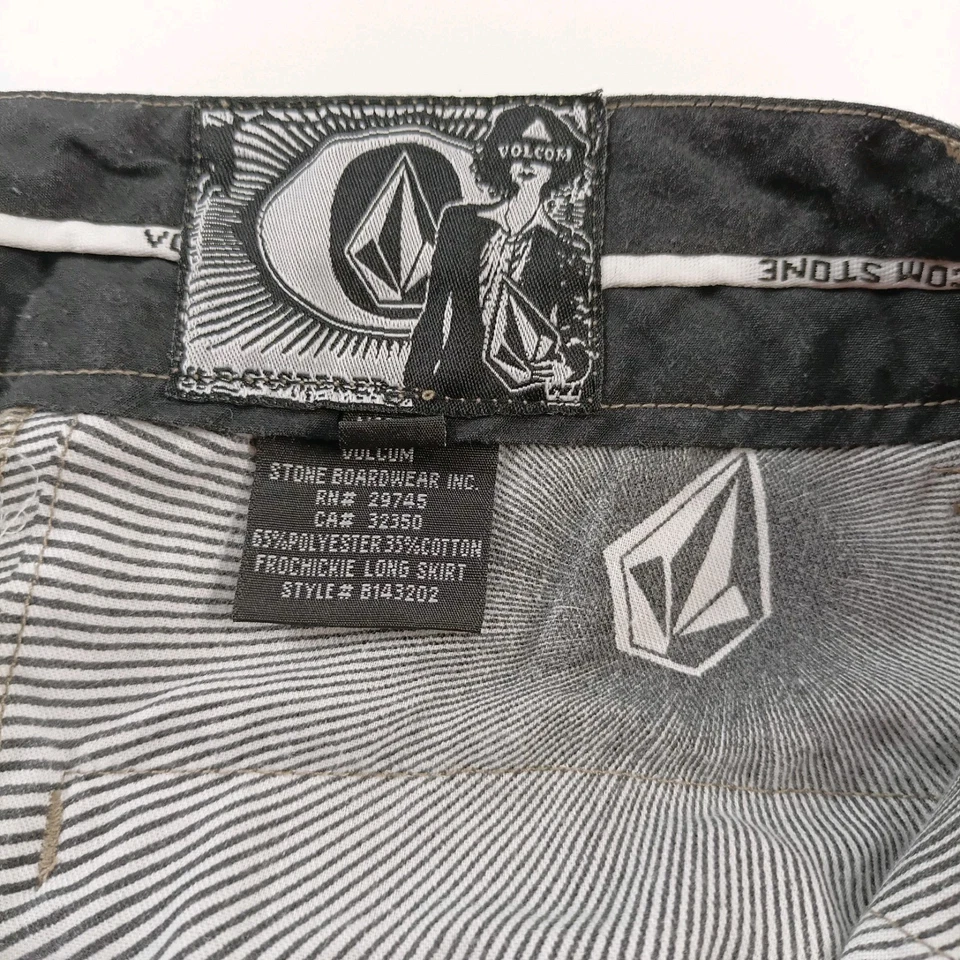 Volcom Stone Boardwear Frochickie Long Skirt Beige Size 9 Raw Hem  - Image 4 of 4