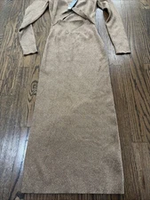 Brand New House of Harlow 1960 Gold Knit Cutout Ribbed Dress Size Small