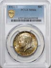 1964-D 50c Kennedy Silver Half Dollar - PCGS MS66 - Excellent Color / Toned