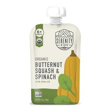  Pack of 24 Serenity Kids Baby Food Butter Squash Spinach Organic Puree 3.5 Oz