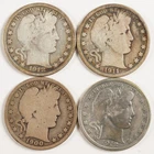 1900, 1911, 1912, 1912-S Better Date Barber Half Dollars