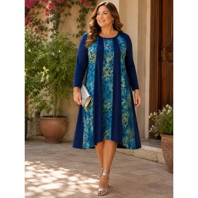 LOGO Lori Goldstein Long Sleeve Boho Tunic Dress 3X NWT Lagenlook Asymmetrical - Image 1 of 4