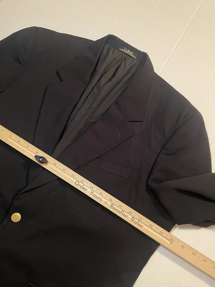 LL Bean Black Microfiber Gold Buttons Sportcoat Jacket Blazer 42R - Image 4 of 4