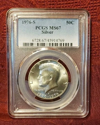 1976-S 50C Silver Kennedy Half Dollar PCGS MS67, Free Shipping