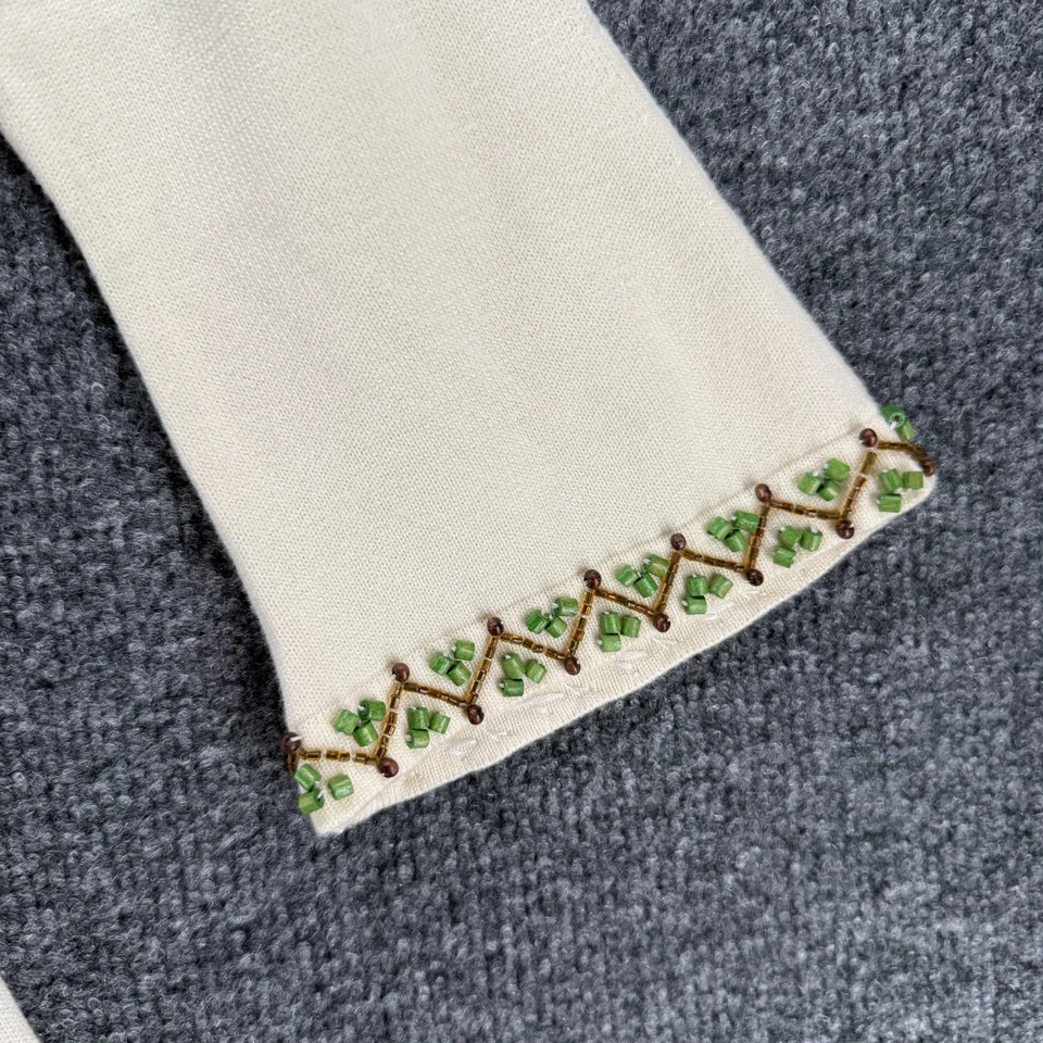 Cárdigan vintage Just B para mujer M beige con botones lentejuelas cuentas palmera artístico Foto 4 de 4