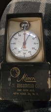 Vintage Minerva Swiss Stop Watch In Original Box "PROPERTY OF COLUMBIA RECORDS".