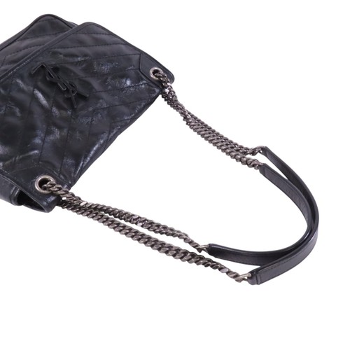 Bolso de hombro mediano YVES SAINT LAURENT YSL Niki 498894 cuero de becerro negro - Imagen 9 de 15