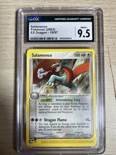 Pokémon Card Salamence Rare CGC 9.5 Mint+, EX Dragon 19/97, 2003