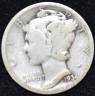 1934 GOOD-VERY GOOD Mercury Dime, 90% SILVER!