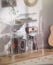 Acrylic Record Player Stand, W/Vinyl Storage, Turntable Stand, Vinyl Record...