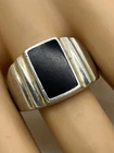 925 sterling silver Vintage Signed Black Onyx Solid Men’s Ring Size 10.25