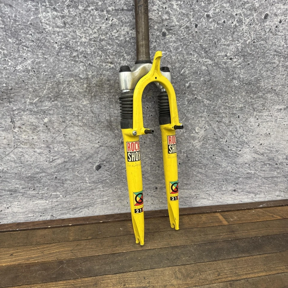 Vintage RockShox Quadra 21R Suspension Fork 1-1/8 Threadless Yellow MTB Canti 7" - Image 3 of 4