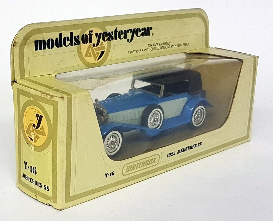Matchbox Y-16 1928 Mercedes SS Light Blue / Grey Whitewall Tyres Made in England - Image 2 of 4