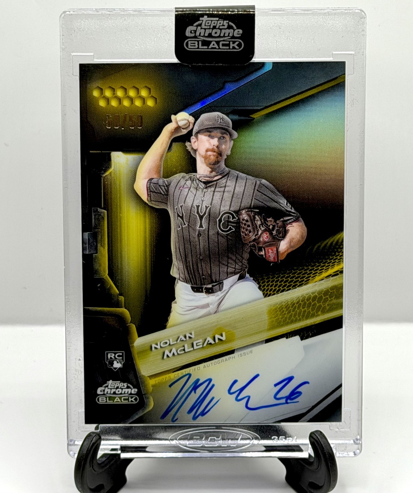 2026 Topps Chrome Black Nolan McLean RC Rookie Gold Refractor Auto #50/50