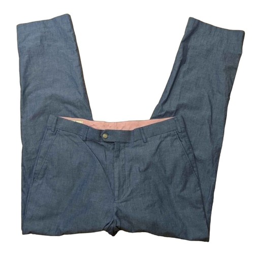 Southern Pines Men's Size 36W / 32L flat front blue chambray pants