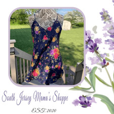 Vintage 1980s Morgan Taylor Intimate Navy Pink Yellow Roses Sz M Nightgown C80 