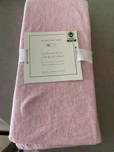 New Light Pink Pottery Barn Kids Heathered Jersey Fitted Crib