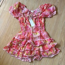 LoveShackFancy Saifya Dress in Swaying Coral