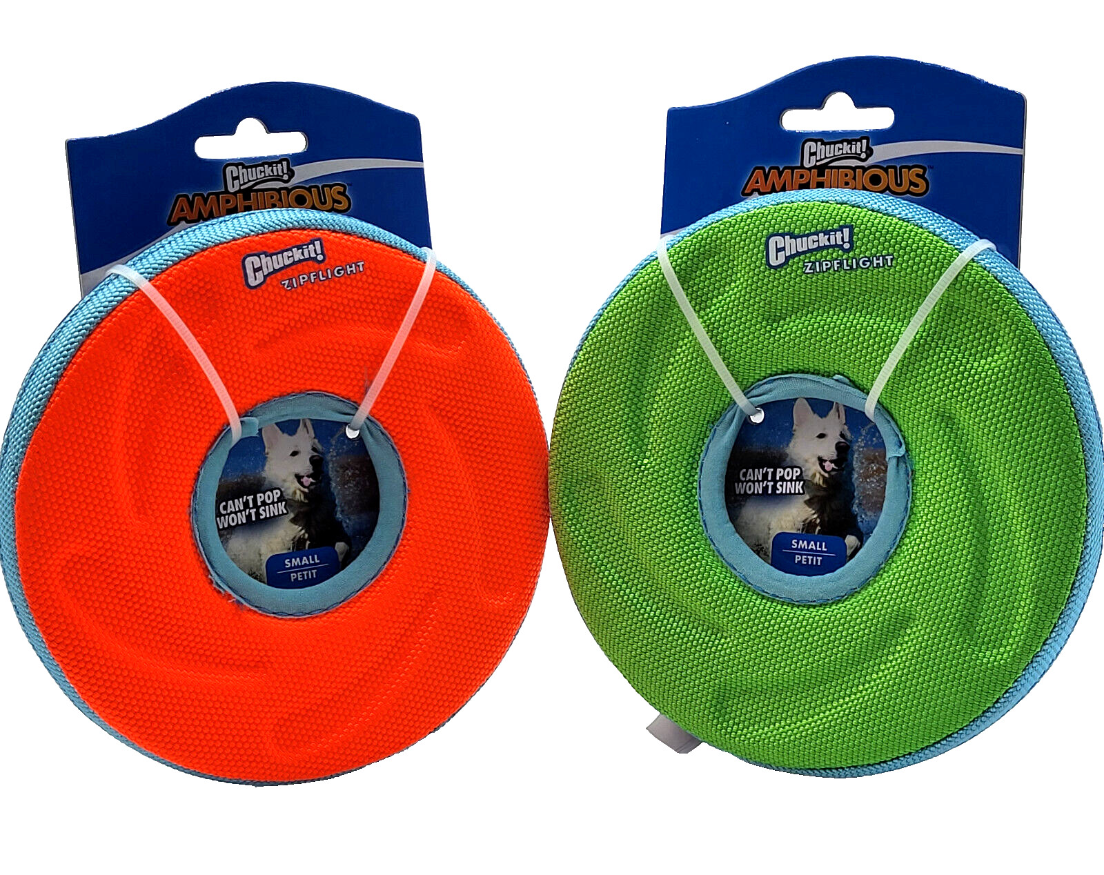 Chuckit Amphibious Zip Flight Small 2-pk Frisbee Orange & Gr