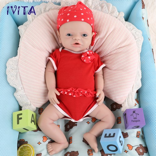 IVITA 19" Full Silicone Reborn Baby Girl Doll Friendly Lifelike for Kids Gift - Afbeelding 11 van 12