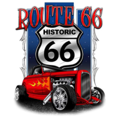 Adult DryBlend  T-Shirt - ( RED HOT ROD, ROUTE 66)