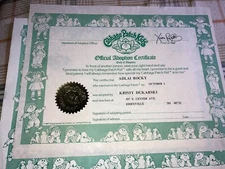 Vintage Cabbage Patch Kids Used Birth Certificates & Adoption Cert. Choose Name