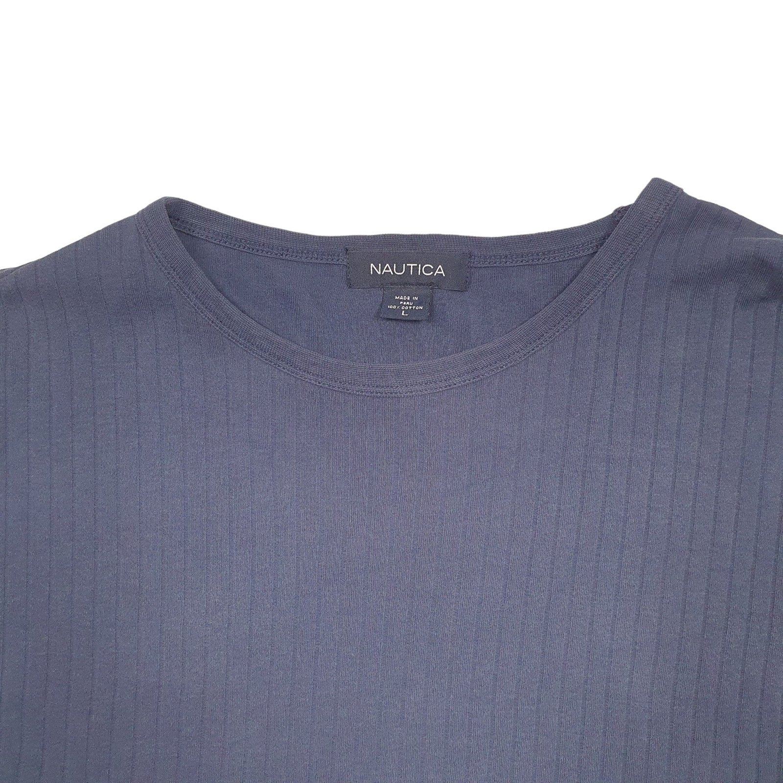 NAUTICA Blue T Shirt Tee Knit Short Sleeve Cotton Mens L image 3