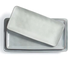 Famiware Ocean Series Rectangular Gray Stoneware 3 Piece Serving Platters Set