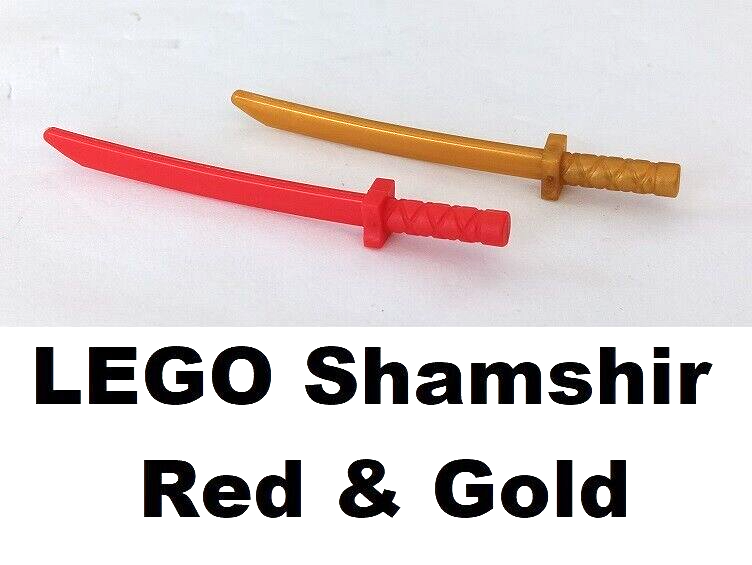LEGO Shamshir Set of 2 Gold & Red Long Ninja Sword Weapon Ninjago