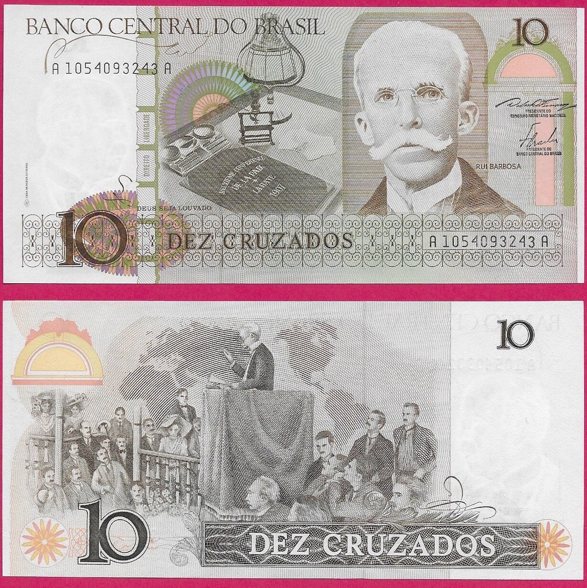 BRAZIL 10 CRUZADOS 1986 UNC RUI BARBOSA CONFERENCE SCENE IN THE  HAGUE,HOLLAND 19 | eBay