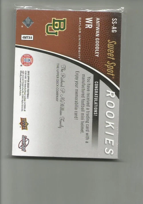 2015 UPPER DECK SWEET SPOT #SSAG ANTWAN GOODLEY    WHITE    E90 - Image 2 of 2