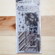 Stampers Anonymous Tim Holtz Christmas Stamps/Stencil Combo THMM131 8 PC