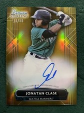 JONATAN CLASE 2022 Bowman Sterling Gold Refractor Prospect Auto SSP /50 Mariners
